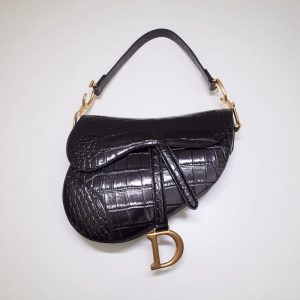 Replica Dior Saddle Bag Crocodile Black
