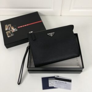 Replica Prada Saffiano Pouch Silver