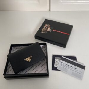 Replica Prada Saffiano Wallet Black Silver