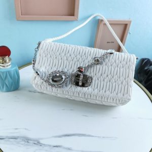 Replica Miu Miu Crystal Handbag White