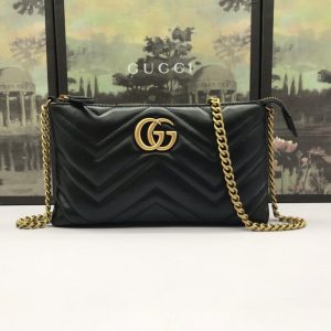 Replica Gucci Marmont Matelasse Wallet On Chain Black