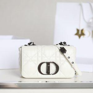 Replica Dior Caro Bag White Gunmetal