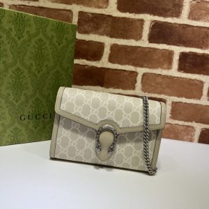 Replica Gucci Dionysus GG Chain Wallet Denim Beige