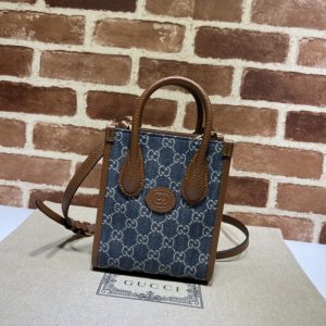 Replica Gucci Ophidia Mini Tote Bag Blue Denim
