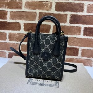 Replica Gucci Ophidia Mini Tote Bag Black Denim