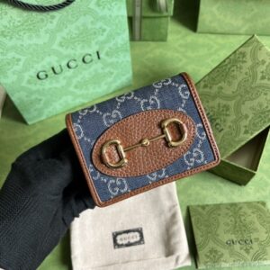 Replica Gucci Horsebit 1955 Wallet Denim Blue