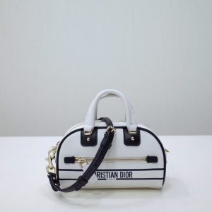 Replica Dior Vibe Zip Bowling Bag White