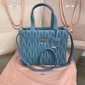 Replica Miu Miu Matelassé Tote Blue