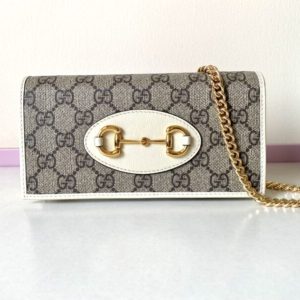 Replica Gucci Horsbet Chain Clutch White