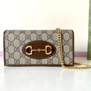 Replica Gucci Horsbet Chain Clutch Brown