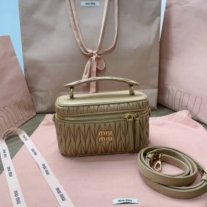 Replica Miu Miu Cosmetic Bag Milk Tea
