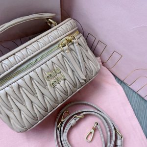 Replica Miu Miu Cosmetic Bag Beige
