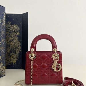 Replica Lady Dior Mini Red Patent