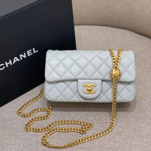 Replica CHANEL Camellia Flap Light Blue