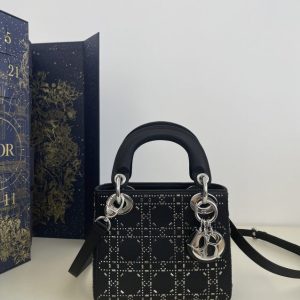 Replica Lady Dior Mini Satin Black