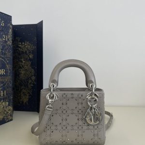 Replica Lady Dior Mini Satin Grey