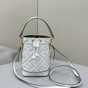 Replica Fendi Tresor Mini Bucket White