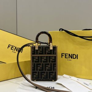 Replica Fendi Mini Tote Brown Canvas