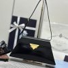 Replica Prada Triangle Leather Handbag Black