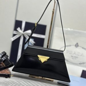 Replica Prada Triangle Leather Handbag Black