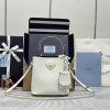 Replica Prada Saffiano Black Bucket White