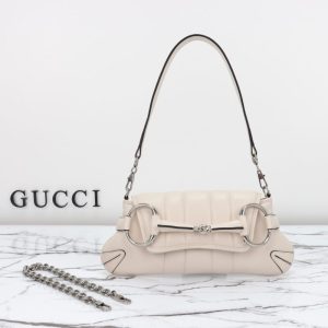 Replica Gucci Horsebit Chain Shoulder Bag White