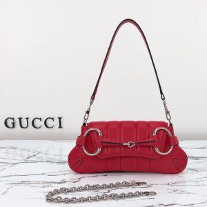Replica Gucci Horsebit Chain Shoulder Bag Red