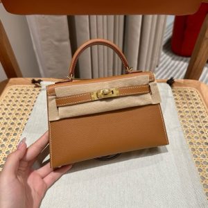 Replica Hermès Kelly Brown Epsom Gold