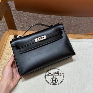 Replica Hermès Kelly Pochette Swift Black