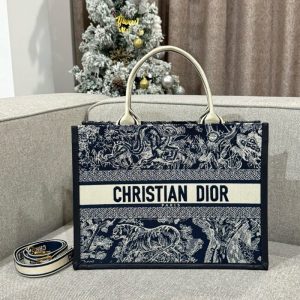 Replica Dior Tote Book Blue Tiger Leather