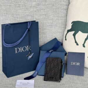 Replica Dior Zipper Card Holder Black