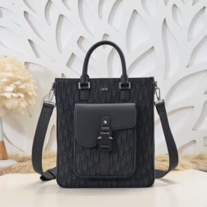 Replica Dior Saddle Shopping Tote Oblique Black