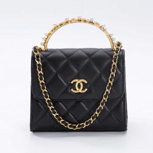 Replica CHANEL 23B Pearl Black Handle Bag