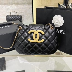 Replica CHANEL 24c Round Shoulder Bag Black