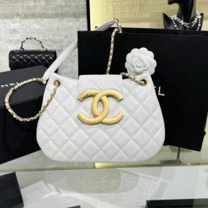 Replica CHANEL 24c Round Shoulder Bag White