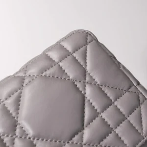 Dior Caro Bag Diamond Grey--leather